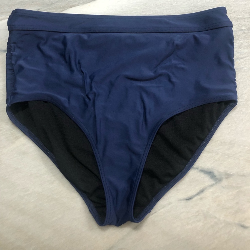 Blue high waisted bikini bottoms